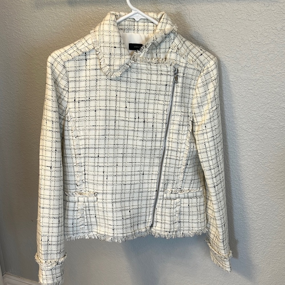 Ann Taylor suit or casual jacket white and black plaid size 6 new with tags